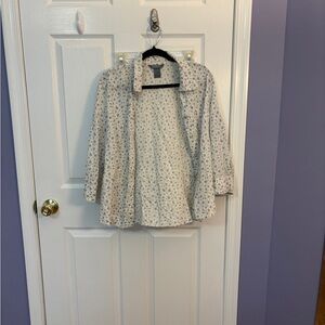 NWOT white floral vintage button down